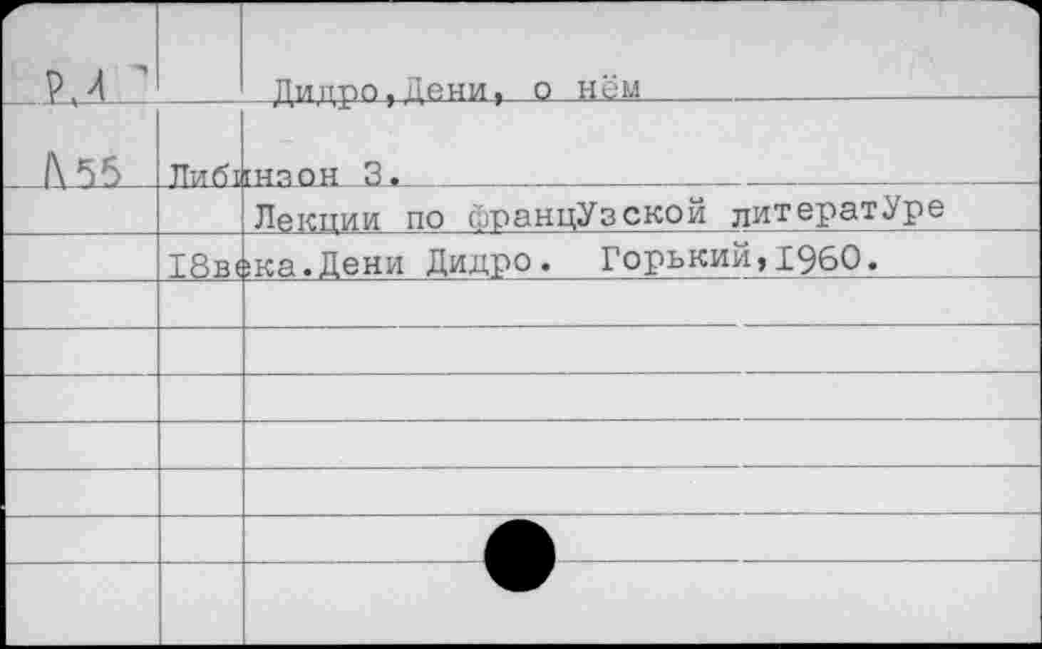 ﻿Дидро,Дени,_о нём
Лекции по французской литератУре
18в<;ка.Дени Дидро. Горький,1960.